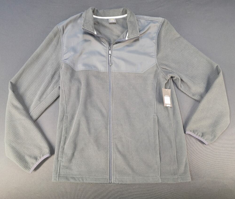 Athletic Microfleece Jacket Men Medium M 38-40 Black Full Zip Waffle Fleece NWT